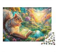 Squirrel Reads Book by River Puzzle Da 1000 Pezzi Adorable Squirrel Elemento Essenziale Per Le Serate Di Giochi in Famiglia, Adulti E Bambini 52x38cm/1000pcs