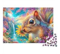 Squirrel Smelling A Flower in Nature Puzzle Da 1000 Pezzi Cute Guinea Pig Puzzle Classici Per Tutte Le Età 70x50cm/1000pcs