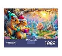 Squirrels with Gifts And Holiday Hats Puzzle Da 1000 Pezzi Dream Forest Squirrel Ideale Per Il Piacere Familiare, Adulti E Bambini 70x50cm/1000pcs