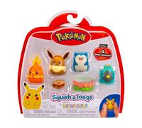 Squish-a-longs SQAL0068 confezione da 4 - Eevee, Snorlax, Bellibolt, Torchic - 2 accessori inclusi