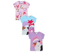 Squishmallows Confezione da 3 magliette per bambine, multicolore, 10-11 Anni