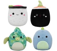 Squishmallows JPT0791 JPT - Confezione da 4 giocattoli per cani con sonaglio (Shozo, Shun, Fletcher, Rashad) (Amazon) (sacchetto di plastica), multicolore