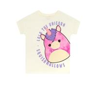 Squishmallows Maglietta Bambina, Top Ragazza Lola L'Unicorno, Maglietta Ragazza Manica Corta, Vestiti Bambina Estate, Avorio 5-6 Anni