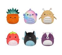 Squishmallows Micromallows Original - Confezione da 6 pezzi di peluche succulente - Emerald the Seahorse, Aldous the Bat,Greer the Grasshopper, Scarlet the Strawberry, Sloan the Skunk