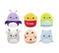 Squishmallows Original Micromallows - Confezione da 6 - Axel Beetle, Lune Loch Ness, patatine fritte Floyd, Orphie Octopus, Pep Pizza, Walker Goat
