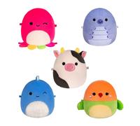Squishmallows Original Micromallows Plush 5-Pack - Bear, Cow, Dinosaur, Love Bir