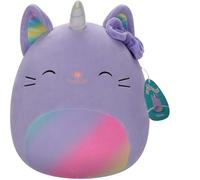 Squishmallows SQCR05414 - Caticorno originale Cienna con ventre e fiocco color arcobaleno pastello, 30,5 cm, multicolore