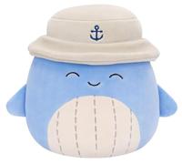 Squishmallows Peluche Samir la balena con cappello alla pescatora, 19 cm