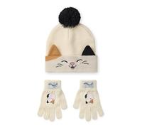 Squishmallows Set Berretto e Guanti | Cappello Invernale Lavorato a Maglia per Bambini con camma, Personaggio del Gatto in Beige