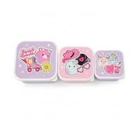 Squishmallows - Set di 3 contenitori per il pranzo impilati, con coperchio, senza BPA, per bambini, per pranzo a scuola, snack e viaggi