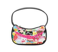 Squishmallows - Set di 4 borse regalo con collage di personaggi, con catena rosa e ciondoli in gomma da collezione