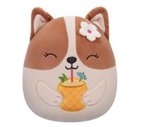 Squishmallows SQCR05393 Regina dei Corgi con bevanda all'ananas, 19 cm, peluche ufficiale Jazwares