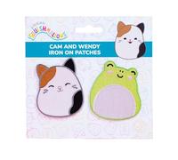 Squishmallows Toppa termoadesiva Cam The Cat & Wendy The Frog. Toppe carine perfette per personalizzare abbigliamento e borse. Toppe Kawaii.