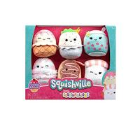 Squishville by Original Squishmallows Varsity Squad - Sei peluche Squishmallows da 5 cm tra cui Nya, razzo, Benedict, Mario, Dane e Armie - Giocattoli per bambini
