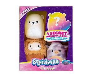 Squishville- Confezione da 4 Quadrati Glitterati Peluche, Multicolore, SQM0326