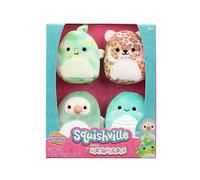Squishville SQM - Squishmallow in peluche, confezione da 4 pezzi, 5,1 cm, motivo: squadra preistorica