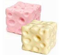 Squishy al formaggio spremibile rosa e giallo - Squeeze Fortuna Formaggio | Morbido giocattolo sensoriale a rimbalzo zero per alleviare lo stress e l'ansia, per decorare la scrivania
