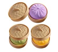 Squishy Dumpling Toy, 2 PIECES Cute Bun Shaped Dumplings Squishy With Steamer Box, Soft Rebound Fidget Toys For Adults And Kids Travel Home Office School Car Rides