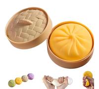 Squishy Gigante a Forma Di Gnocco, Giocattolo Squishy a Forma Di Gnocco Gigante Con Contenitore per La Cottura a Vapore, Grande Palla Sensoriale Antistress, Gnocchi Di Supporto Emotivo(Yellow)