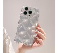Squishy Phone Case for iPhone 17/16/15/14/13 Pro Max, Cute Soft Sparkle Glitter Drop 3D Thick Shockproof Phone Case (Silver,17)