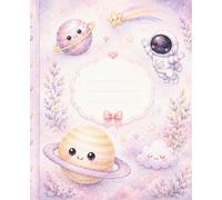 Squishy Space Wide Ruled Composition Notebook: Cute Kawaii Galaxy School Notebook for Girls, kids, 110 pages