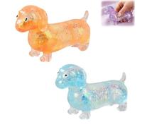 Squishy, Sparkly Sausage Dog Squishy, palla elastica in gel per cani ultra sottile, mini Rainbow Dogs (2 pezzi)