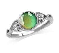 Squisita emozione sensibilità temperatura anelli cuore cambiano colore umore pietra cuore collana ciondolo regali per gli amici collana di cristallo set per le donne, Silver, come descritto, come