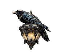 Squisita lanterna decorativa a forma di corvo nero, in finto vetro colorato, decorazione vintage per Halloween, decorazione per la casa dell'Accademia oscura, decorazione da appendere alla parete e