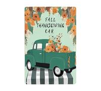 Squisita Macchina Con Zucca Per Il Ringraziamento Sotto L'Albero, Macchina Per Il Ringraziamento Autunnale Poster Metal Divertente Cartelli Metallo Decorative Targa In Metallo Per Casa Cafe