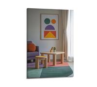 Squisita moderna stampa artistica da parete su tela per la famiglia, album fotografico, arte geometrica, forme colorate, decorazione per spazi abitativi, 50 x 75 cm
