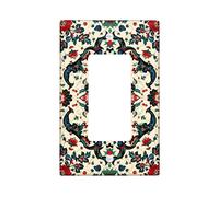 Squisita piastra di copertura per interruttore della luce ornata per decorazioni natalizie, accenti da parete floreali vintage neri e rossi, in materiale termoplastico artistico di dimensioni standard