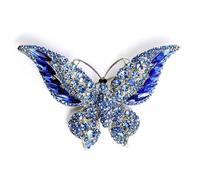 Squisita spilla a forma di farfalla con strass, grande cristallo blu, imperatrice monarca, spilla da bavero alata per donne e ragazze, accessori raffinati per matrimoni, Natale e compleanni