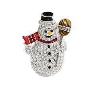 Squisita spilla a forma di pupazzo di neve con strass, per uomini e donne, color argento, spilla da bavero per cappelli, borse, abiti e sciarpe, ottima idea regalo e souvenir