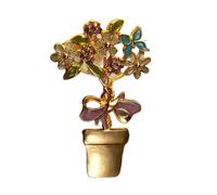 Squisita Spilla Per Fioriera Floreale Con Delicato Rivestimento Smaltato Fiocco Decorativo Regalo Romantico Per La Sua Spilla A Forma Vaso Smaltato