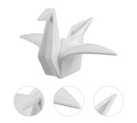 Squisita statuetta di gru origami in ceramica bianca, realizzata a mano,