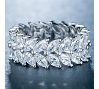 Squisiti anelli Eternity da donna con micro pavé di zirconi marquise per tutti i giorni, feste, matrimoni, eleganti gioielli