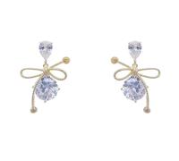 Squisiti orecchini a fiocco di cristallo per le donne stile CZ spilla croce scintillante zircone orecchino gioielli di modoUtile