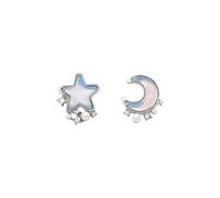 Squisiti orecchini di perle di luna stella blu, orecchini di perle squisiti, orecchini personalizzati asimmetrici, gioielli da donna, regali per mogli e figlie