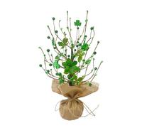Squisito albero di riso irlandese finto quattro trifogli pali decorazione giorno di Patrizio pianta artificiale unico festival irlandese iuta piccolo albero