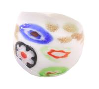 Squisito anello di vetro di Muranos ispirato etnico elegante da donna alla moda elegante accessorio per feste tono bianco, Misura unica, come descritto, come descritto