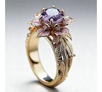 Squisito anello viola sintetico bicolore fiore vite anelli per le donne banchetto festa anelli gioielli regalo