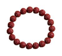 Squisito braccialetto con perline di cinabro naturale, per meditazione e preghiera, design elastico da 10 mm, per uomini e donne