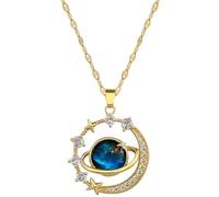 Squisito Cielo Stellato Pianeta Luce Temperamento Lussuoso Splendida Collana Stelle e Luna Versatile clavicola in Acciaio Inossidabile Chai