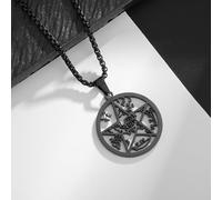 Squisito ciondolo a stella a cinque punte in acciaio inossidabile con lettere ebraiche, collana amuleto Salomone, adatto per l'uso quotidiano e feste, un gioiello.