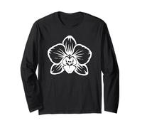 Squisito Elegante Bianco Bold Orchidea Line Art Forme Mania Maglia a Manica