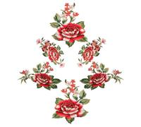 Squisito fiore grande tessuto ricamato solubile in acqua toppa nazionale cucire accessori vestiti (E 1set)