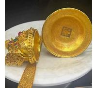 Squisito ornamento cinese antico for cappello ufficiale, decorazione artigianale in filigrana placcata in oro con intarsi di gemme, statuetta decorativa da collezione culturale retrò for la casa(B)