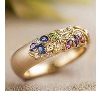 Squisito pavé multicolore zirconia foglia anelli per le donne quotidiano casual feste banchetti anelli gioielli regali