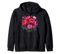 Squisito splendido bouquet di peonie rosa rosse forme Mania Felpa con Cappuccio
