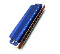 Squisito strumento a fiato armonica diatonica blues a 10 fori con conchiglia blu(Color:A)